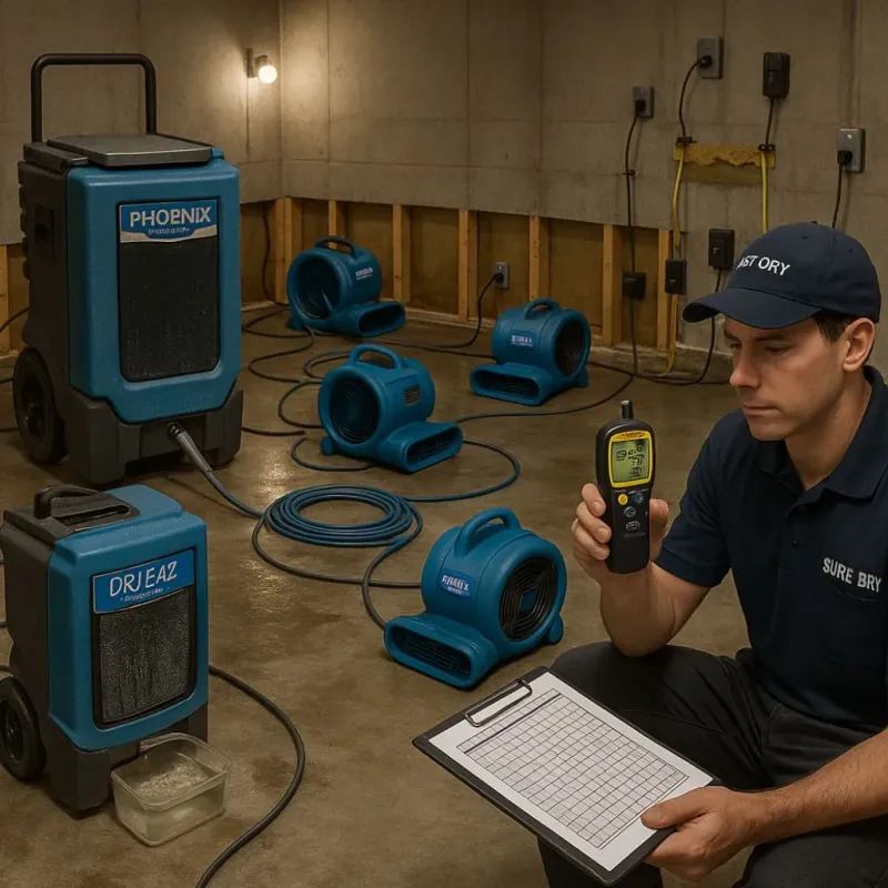 Structural Drying and Dehumidification process in Real County, TX